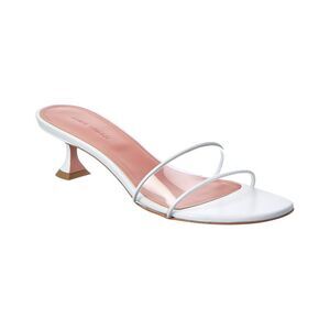 Amina Muaddi Andreea Vinyl & Leather Sandal, White
